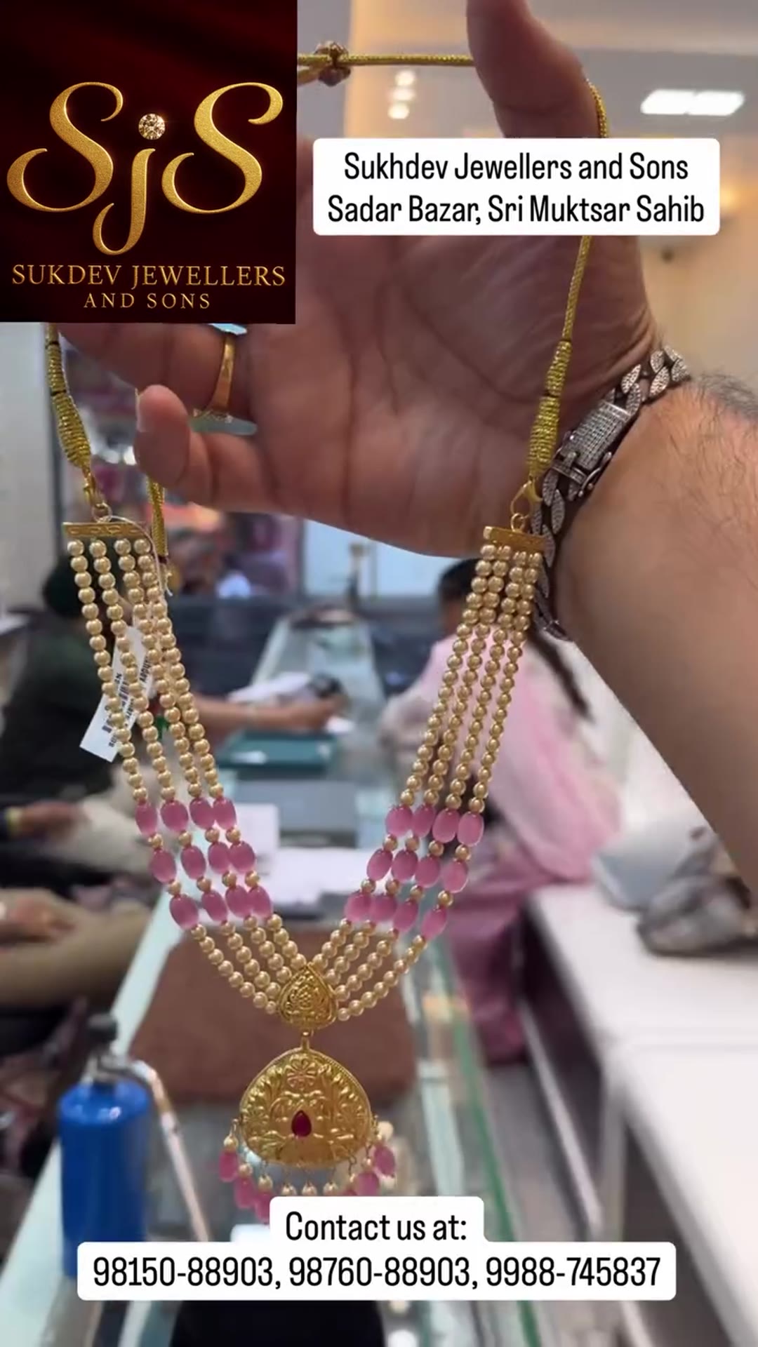 Kundan necklace set with pink stones